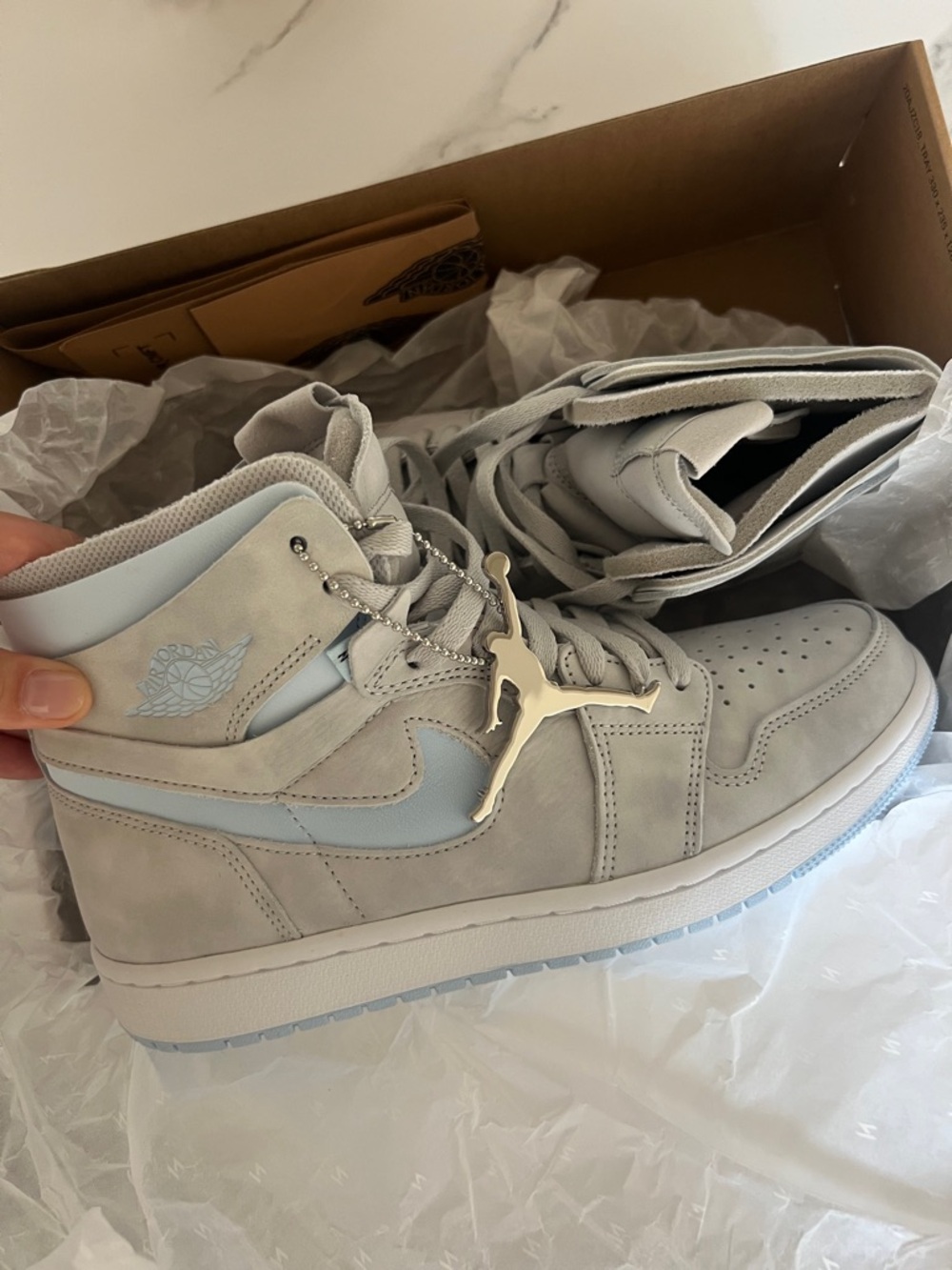 Air Jordan 1 High OG Light Grey/Blue Sneakers